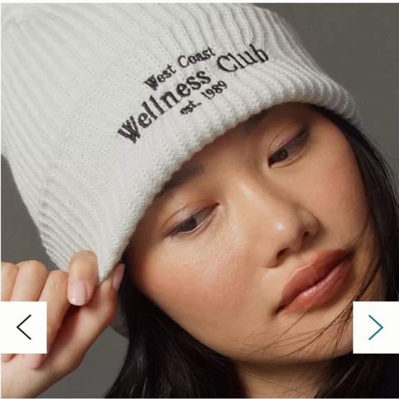 Anthropologie Daily Practice Sport Club Ribbed Beanie Hat in Light Grey - Picture 2 of 5